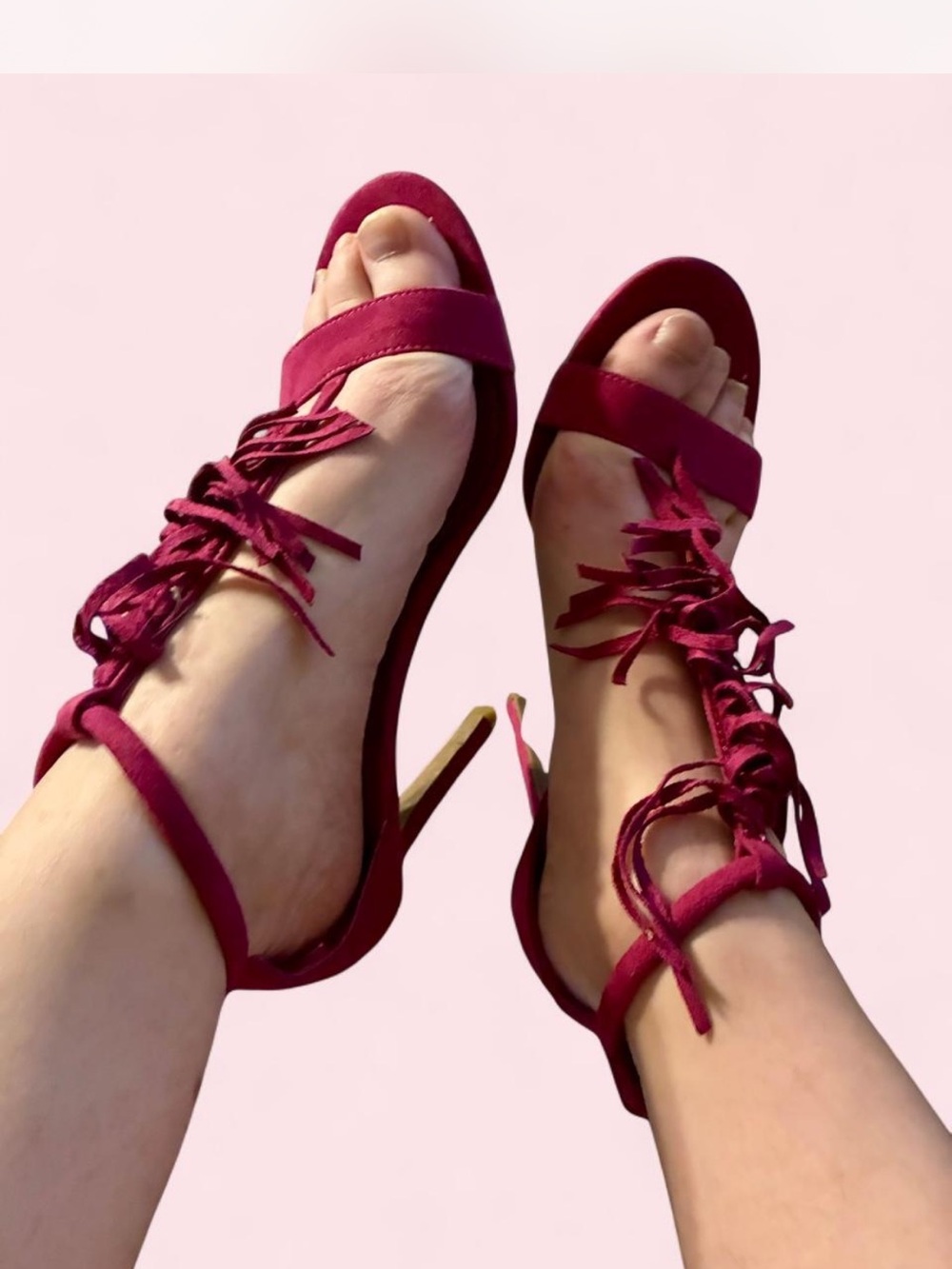 Charlotte Russe Fuchsia Lace-Up Stiletto Sandals